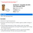 thumbnail image 2 of Oil Filter Kit - Compatible with 2006 - 2009 Volkswagen Rabbit 2007 2008, 2 of 2