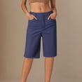 thumbnail image 2 of zbxnLI Womens Straight Leg Shorts Knee Length High Waist Stretch Summer Casual Work Shorts with Pockets, 2 of 4