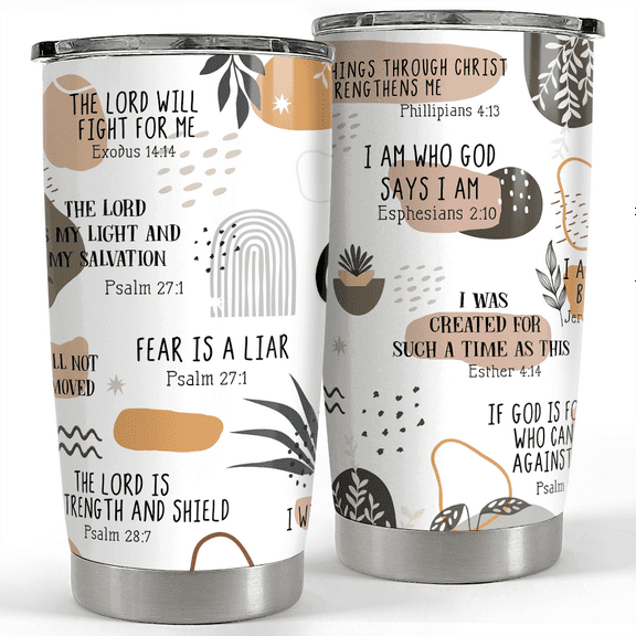 SANDJEST Christian Gift Inspirational Gifts for Women Tumbler 20oz Stainless Steel Insulated Coffee Travel Cup Mug Motivational Gift for Women Birthday Christmas
