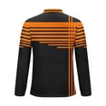 thumbnail image 4 of Fnnxeal Mens Polo Shirts Long Sleeve Striped Casual Zipper Collared Fall Winter Orange Polo Shirts for Men Size 2XL, 4 of 5