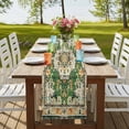 thumbnail image 3 of Green Boho Table Runner 70 Inches Long,Farmhouse Tribal Vintage Tribal Texture Cotton Linen Table Runners Dresser Scarves,Decorative Tabletop Scarf Furniture Cover for Home Dinner Party 13"x70", 3 of 8