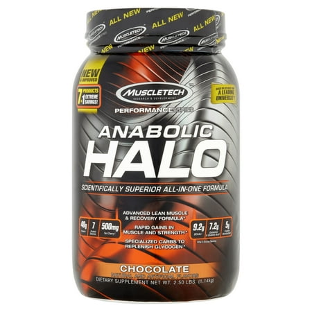 MuscleTech Active Nutrition Performance Series Anabolic Halo All-in-One Lean Muscle Shake, Chocolate Vitamin Dietary Supplement Powder, 2.4 lbs