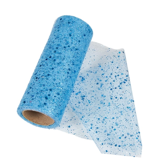 Cinta de tul con purpurina perfecl 10 yardas 6 pulgadas Azul claro