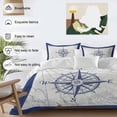 thumbnail image 3 of Retro Compass Bedding Duvet Cover Set Twin Size 4 Pieces Navigation Blue Lines Art Classic Bedding Set with Zipper Closure, 1 Comforter Cover 68x86 Inches 1 Flat Sheet & 2 Pillow Cases, 3 of 7