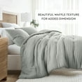thumbnail image 2 of Noble Linens 3 Piece Green Mist Waffle Textured All Season Down-Alternative Comforter Comforter Set, Full/Queen, 2 of 7