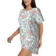 thumbnail image 2 of Naloa Cute Rabbit And Heart Women's Short-Sleeved Pajama Set, Loungewear, Summer pajamas, Breathable Cozy - XX-Large, 2 of 9