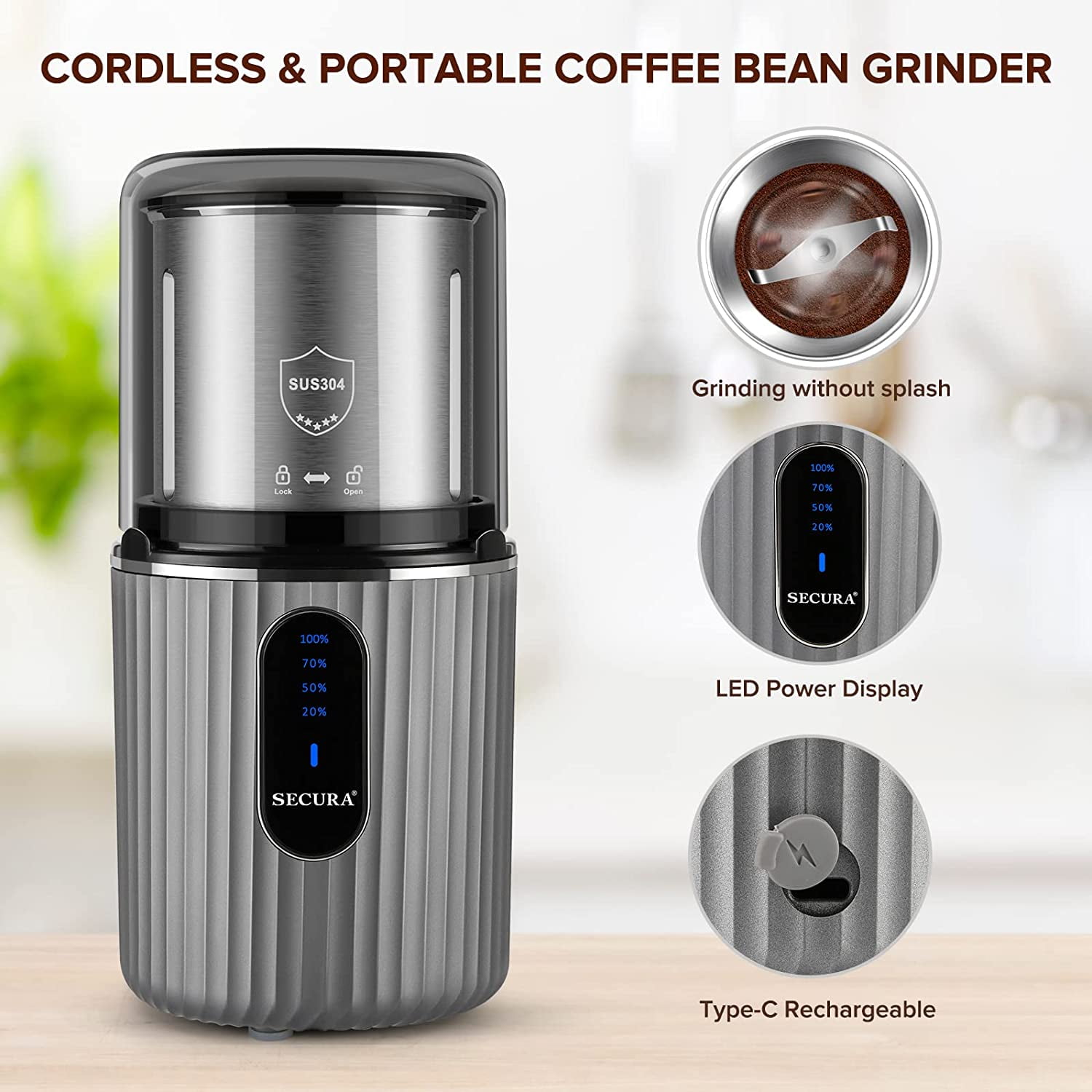 Electric Coffee Grinder, Small Cordless Coffee Grinding Machine With  Adjustable Coarseness, Adjustable Coffee Mill Stainless Steel Usb  Charge,portable Coffee Bean Grinder For Espresso, Herbs, Spices, Nuts,  Grain - Temu