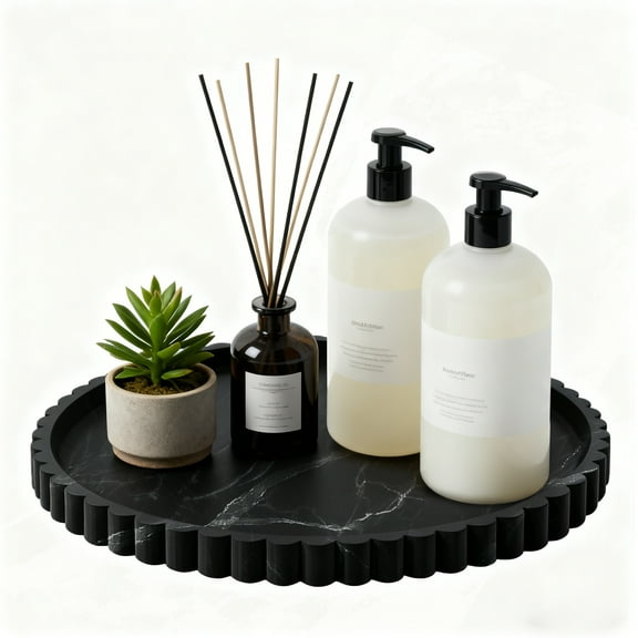 FT Hita 9 Inch Silicone Bathroom Countertop Tray Kitchen Countertop Organizer for Kitchen countertop,dressing table,Living Room Decor,Perfume(Black)