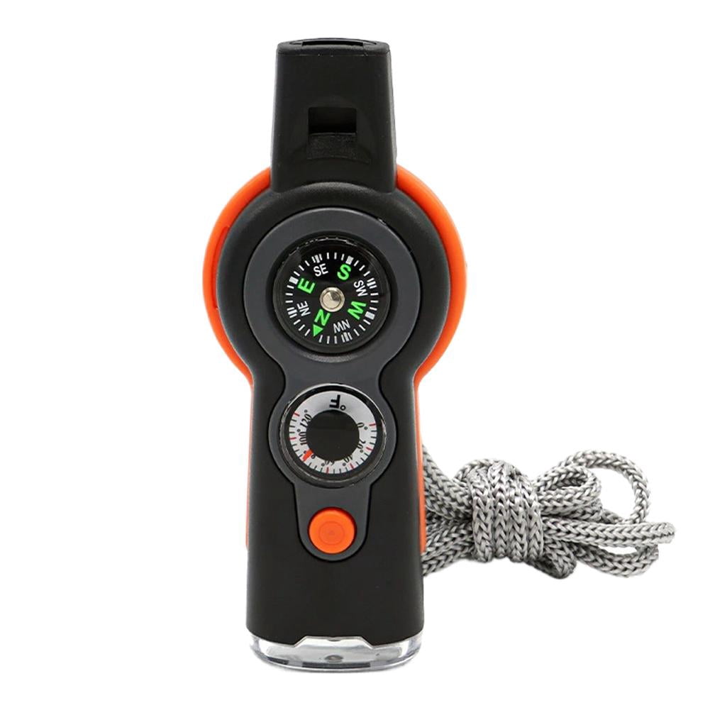 ZOUBAOQ Outdoor New Multifunctional 7-in-1 Whistle Survival Whistle Lifeguard Whistle With LED Light
