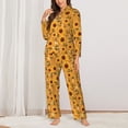 thumbnail image 2 of Honeii Modern Wood Grain Sunflower print Women's Pajama Sets Long Sleeve Button Down Sleepwear Nightwear Soft Pjs Lounge Sets-XX-Large, 2 of 7