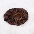 thumbnail image 4 of Bonnet de Bain Extra Large en Soie Imitation Cheveux Ronds Élastiques Bonnet de Bain Café, 4 of 8