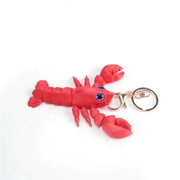 1pc 3D Printed Lobster Toy Keychain - Movable Joints, Cute Eyes Perfect Backpack Pendant & Gift