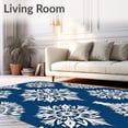 thumbnail image 2 of ODIKA 6'x9' Machine Washable Non-Slip Area Rug, Winter Wonderland Snowflake Medallion Decorative Floor Covering High Traffic Rug, Blue, 610323, 2 of 7
