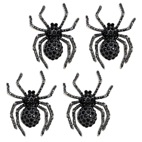 NICEXMAS 4Pcs Vintage Black Spider Brooch Pin Animal Lapel Bracelet for Clothing Decoration