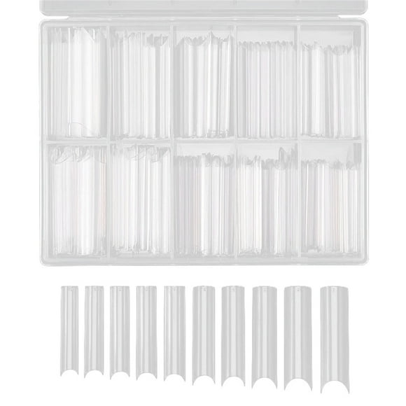 KBANNICAL Long Straight Square Shape Tips For Acrylic False Nail With (Clear) Clear on Nails Holder Short False Nails Clear Coffin Nails Tips Nail Extension Tips for Nails Clear And Natural