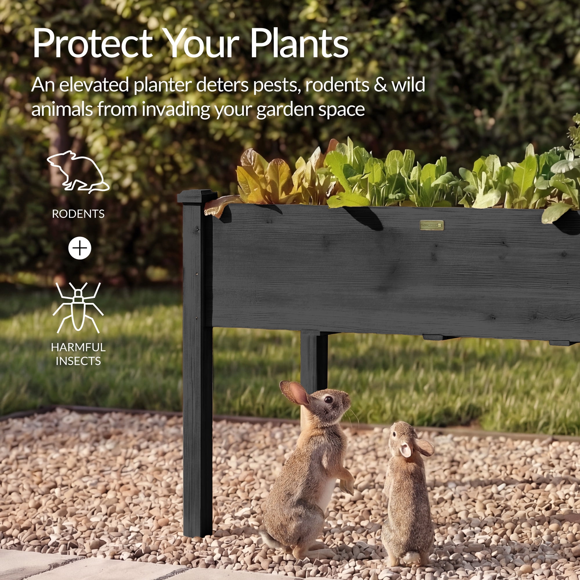 Best Choice Products 48x24x30in Raised Garden Bed, Elevated Wooden Planter for Yard w/ Foot Caps, Liner - Black