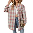 thumbnail image 3 of Craaazy Long Sleeve Shirts for Women Plaid Printed Tops Turn-down Collar Cardigan Coat with Pockets Gifts for Women, 3 of 3