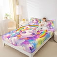 thumbnail image 3 of Erosebridal Colorful Cute Unicorn Full Size Sheets,Multicolor Flowers Rainbow Print Bed Sheets For Kids 4-Piece, 3 of 6