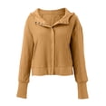 thumbnail image 4 of Siilsaa Women's Fall Casual Shacket Jackets 2024 Long Sleeve Button Down Lightweight Cropped Shirt Outerwear Coat with Pockets Coffee,M, 4 of 5