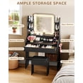 thumbnail image 3 of Black Vanity Set with Mirror and Lights, Akaber Makeup Vanity Desk with Chair, Charging Station, Vanity for Women, 3 of 9
