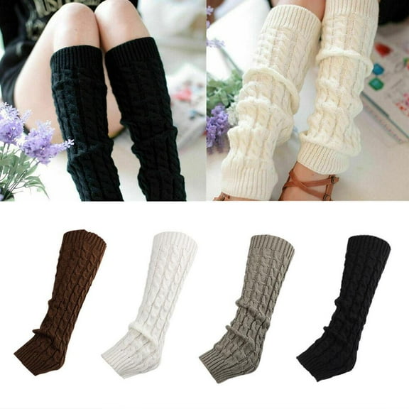 Women Winter Warm Knit High Knee Leg Warmers Crochet Leggings Boot Socks Slouch