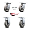 thumbnail image 2 of 6 Inch Thermoplastic Caster Set with Ball Bearing 2 Swivel Lock and 2 Rigid SCC, 2 of 2