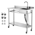 thumbnail image 1 of KFFKFF Évier Utilitaire en Acier Inoxydable, Évier de Cuisine Commercial à Bol Unique Roulant avec Roues, Robinet et Tuyau d'Eau Chaude et Froide, Établi de Bassin Utilitaire, 1 of 9