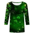 thumbnail image 4 of Luxalzxs 3/4 Length Sleeve Womens Tops Fashion Print T-Shirt Blouse Plus Size Round Neck Casual St Patricks Day Outfits, 4 of 5