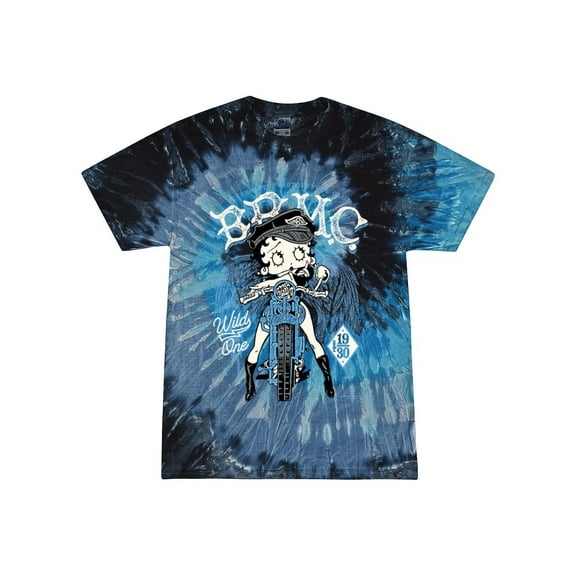 Wild Bobby Biker Betty Boop MC Motorcycle Club 1930 Betty Boop Tie-Dye T-Shirt, Evening Sky, Small