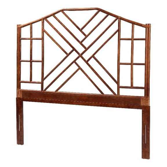 bali & pari Kachiri Marbled Tortoise Natural Rattan Headboard Queen
