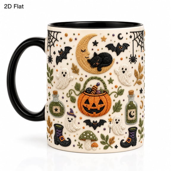 Halloween Ghost Pumpkin Mug, Cute Spooky Coffee Mug, Witch Hat Ceramic Cup, Black Cat Halloween Mug, Fall Autumn Coffee Cup, Halloween Gift