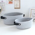 thumbnail image 4 of Wweixi Storage Basket with Handles Woven Cotton Rope Container Sundries Snacks Key Hamper Cosmetic Drawer Shelf Dresser Gray L, 4 of 6
