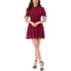 thumbnail image 2 of Vestido A-Line con Cuello Peter Pan y Puños con Volantes para Mujeres INSPIRE CHIC XS Rojo Oscuro, 2 of 6