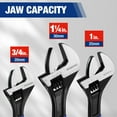 thumbnail image 6 of WORKPRO 3-Piece Adjustable Wrench Set, 6in, 8in & 10in Wrenches with Ergonomic Grip for Home, Garage, Workshop, 6 of 7