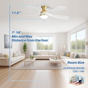 Sofucor 52 Inch Smart Ceiling Fan with Light, Flush Mount Low Profile Ceiling Fan with Remote & App Control, 35W DC Motor, 5 Blades, Dimmable LED, Reversible