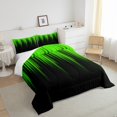 thumbnail image 4 of Green Black Comforter Set Full Abstract Gradient Stripes Bedding Set Men,Vintage Ombre Art Striped Lines Geometric Down Comforter,Stripe Modern Style Quilt Simple Room Decor, 4 of 6