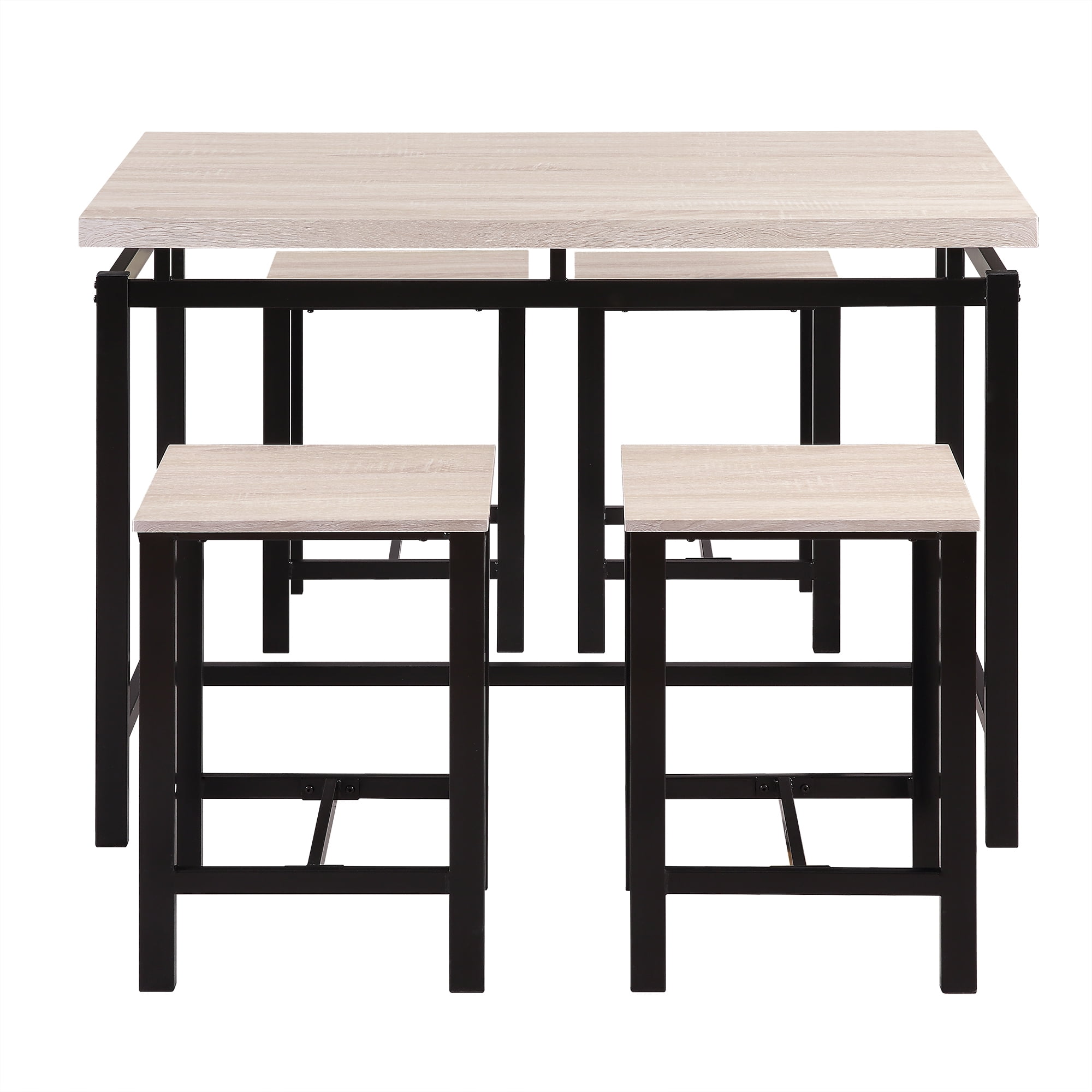 Kepooman 5 Piece Dining Table Set, Modern Counter Height Bar table with 4 Chairs - Beige Kepooman 5 Piece Dining Table Set, Modern Counter Height Bar table with 4 Chairs - Beige