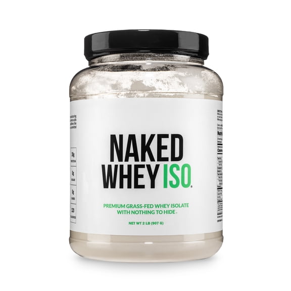 NAKED Whey Isolate Protein - Only 2 Ingredients, 30g Grass-Fed Protein, Unflavored, Undenatured, No GMO, No Soy, Gluten-Free, No Preservatives - 28 Servings
