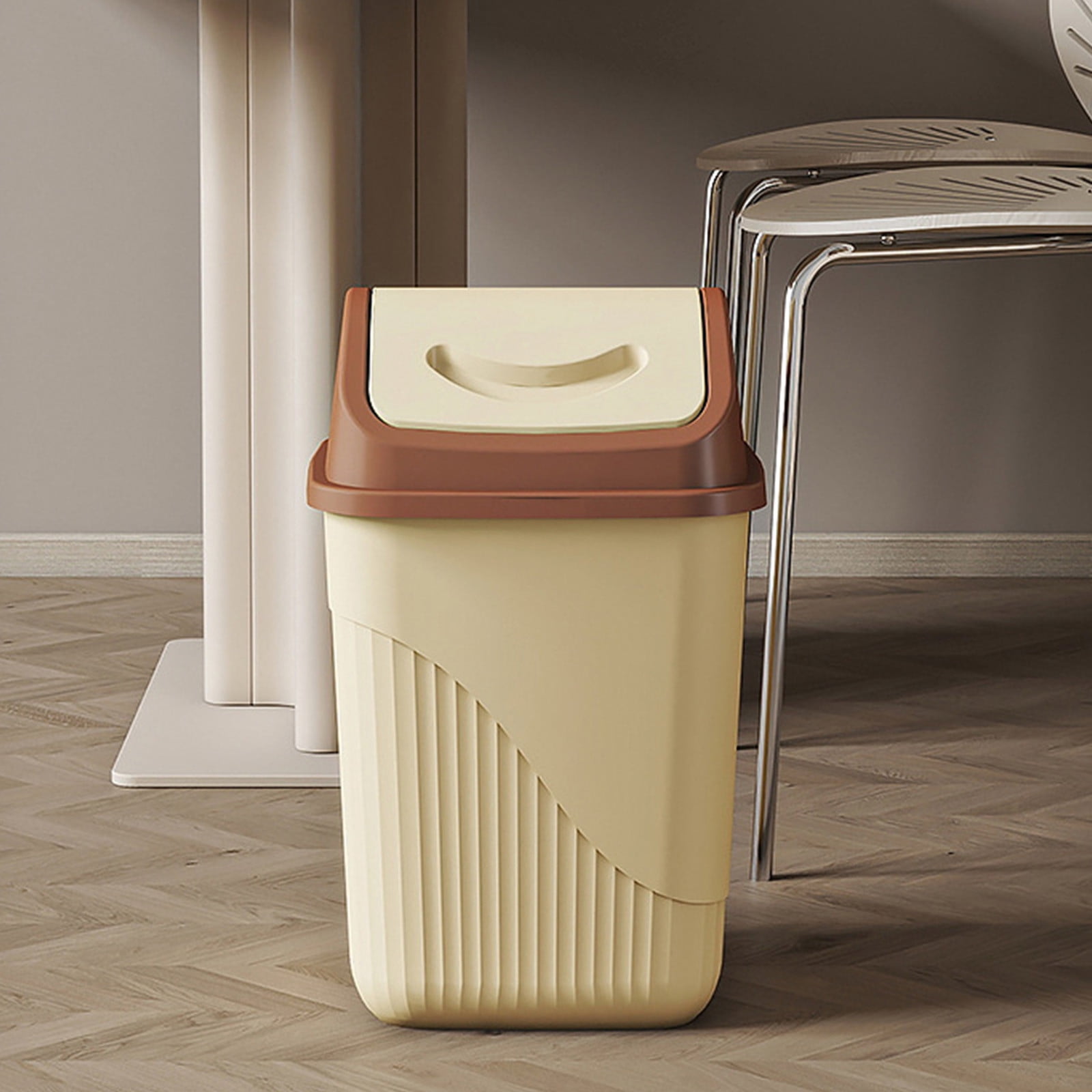 COM1950s Trash Can with Swing Lid,Odor Control Waste Bin for Bathroom and Office,Compact Size Plastic Garbage Bin for Small Spaces