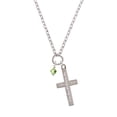 thumbnail image 2 of Delight Jewelry August - Lime Green Crystal Bicone Everlasting Love Engraved Cross Zoey Necklace, 28", 2 of 4