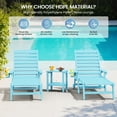 thumbnail image 3 of SERWALL Patio Chaise Lounge Chair, 78'' HDPE Outdoor Lounge Chair 5 Positions Pool Lounger Light Blue, 3 of 9