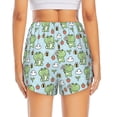 thumbnail image 3 of Picia Cute Floral Frog Pattern Women's 2 in 1 Athletic Running Shorts High Waisted Workout Casual Gym Sweat Shorts with Comfy Liner Zipper Pockets-Large, 3 of 9