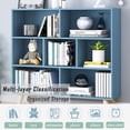thumbnail image 4 of IOTXY Simple Bookcase with Legs - 3 Tier 7 Cubes Freestanding Low Display Cabinet, Bright Blue, 4 of 8