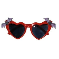 Black Red Heart Shaped Bat Sunglasses Halloween Accessories – Two Pairs Gothic Themed Eyewear, Spooky Party Favors, Vampire Themed Gift Idea - B