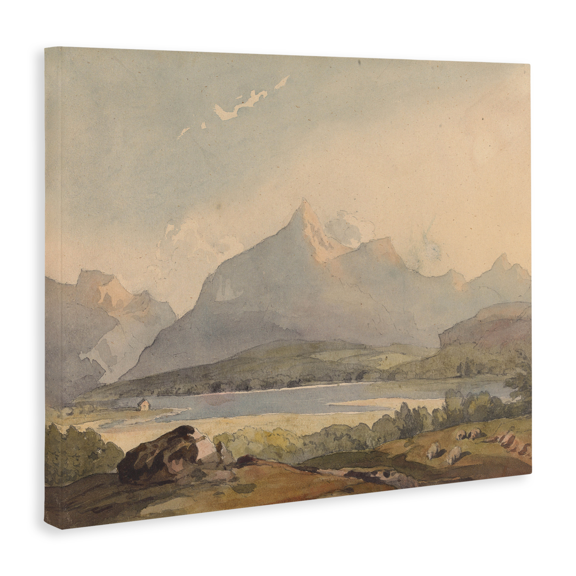 Peaceful Hazy Mountains Canvas Wall Art, design by Lettered and Lined