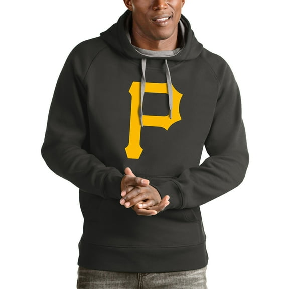 Men's Antigua Charcoal Pittsburgh Pirates Victory Pullover Team Logo Hoodie