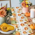 thumbnail image 4 of ERUNPONLY Orange Green Pumpkins Fall Table Runner - 72 Inch Long Thanksgiving Botanical Vintage Cotton Linen Blended Dress Scarves Farmhouse Table Runner for Kitchen Dining, Coffee Table, 13" x 72", 4 of 8