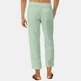 thumbnail image 4 of Otvok Mens Linen Solid Color Loose Fashionable Drawstring Pants with Pockets, 4 of 6