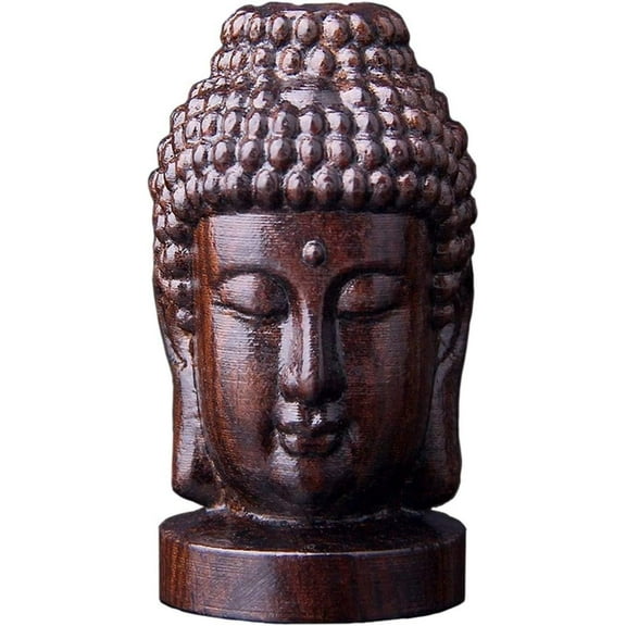 Carved Small Buddha Statue Wooden Sakyamuni Tathagata Figurine Mahogany India Buddha Head Sculpture Crafts Home Decor