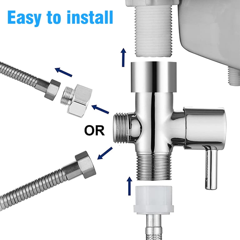 Tecmolog G1/2 Brass 3-Way Shower Diverter Valve With Shut-Off - For Hand Shower & Fixed Head (Chrome)
